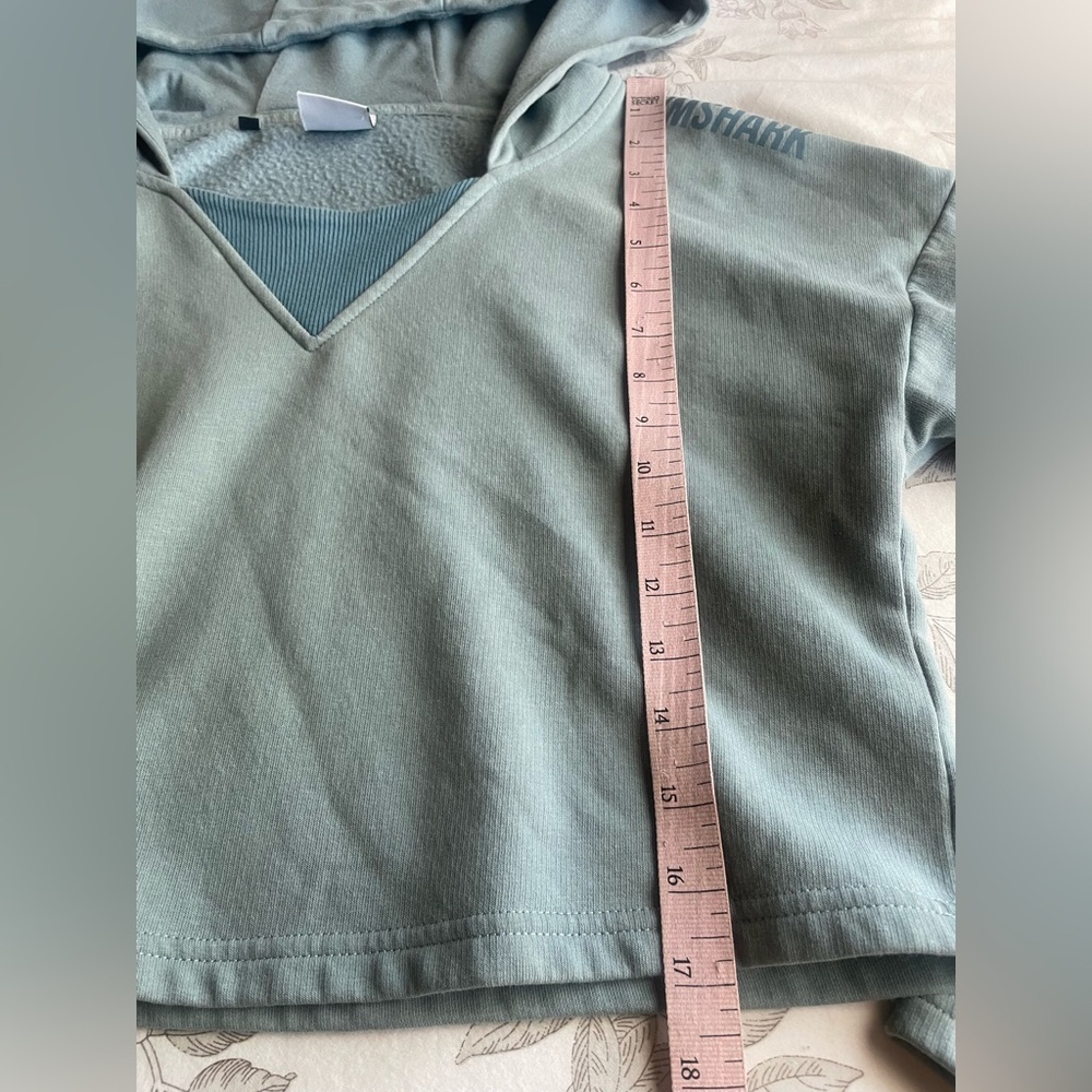 Gymshark Solo Cropped Hoodie Turquoise Small Athleisure Gym Athletic Loungewear‎ - Picture 9 of 9